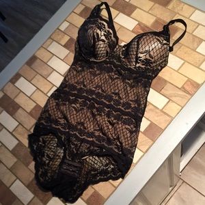 One piece teddy size M, black and nude tone